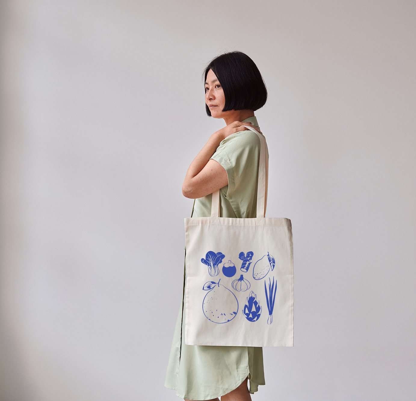 Fruits and veggies grocery tote bag