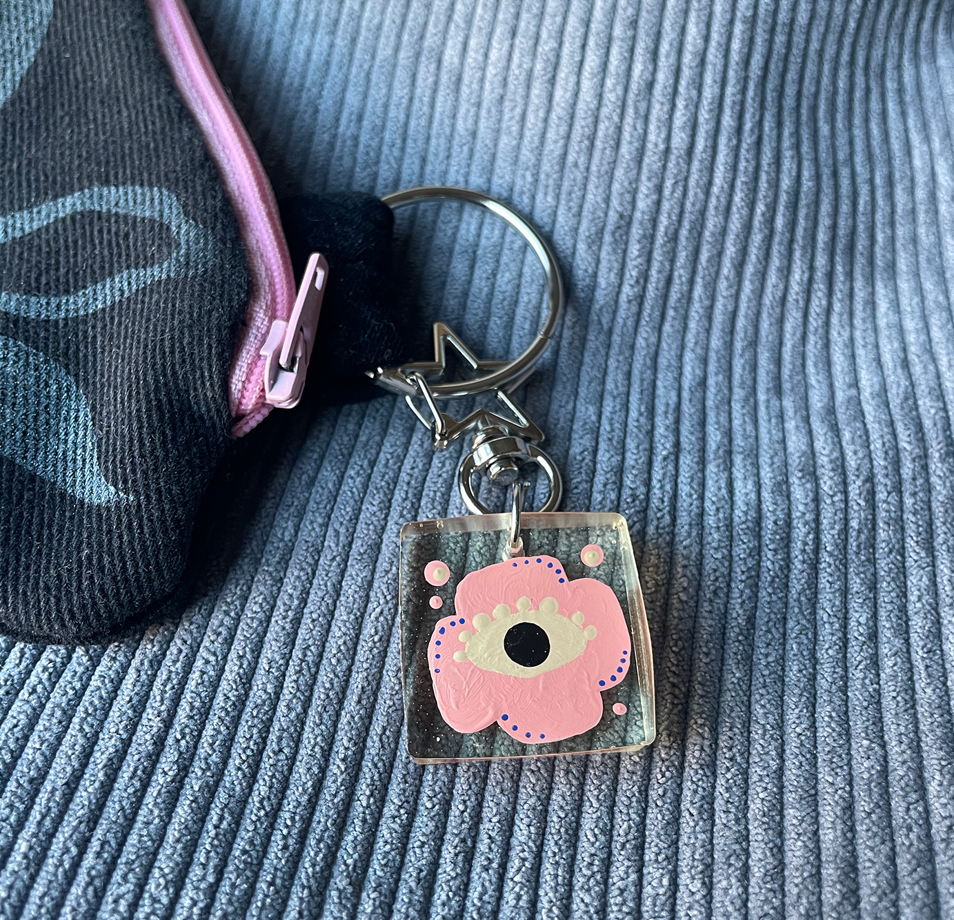 Pink Flower Eye Keychain