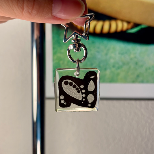 B&W Square Keychain