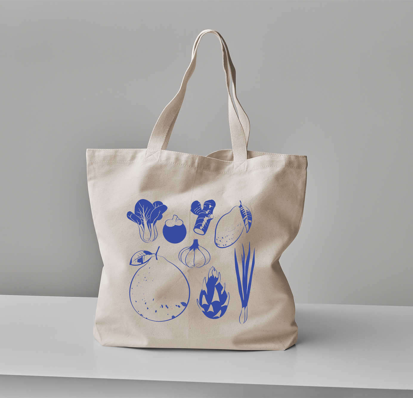 Fruits and veggies grocery tote bag