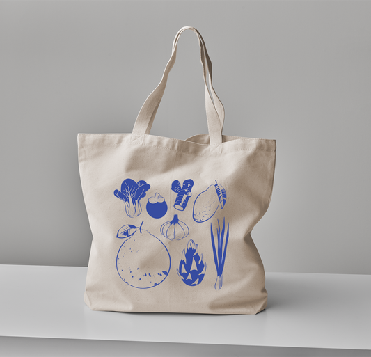 Fruits and veggies grocery tote bag