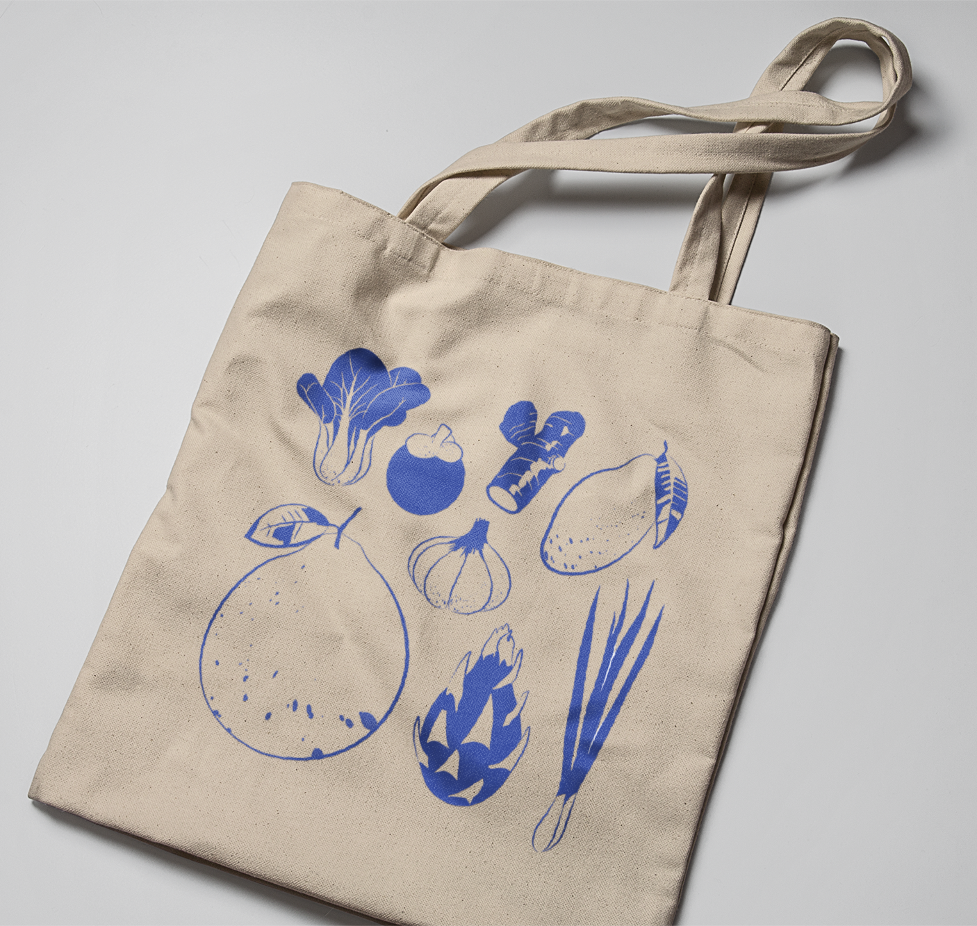 Fruits and veggies grocery tote bag