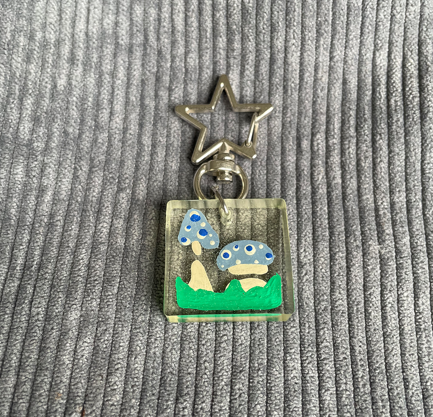Blue Mushroom Pair Keychain
