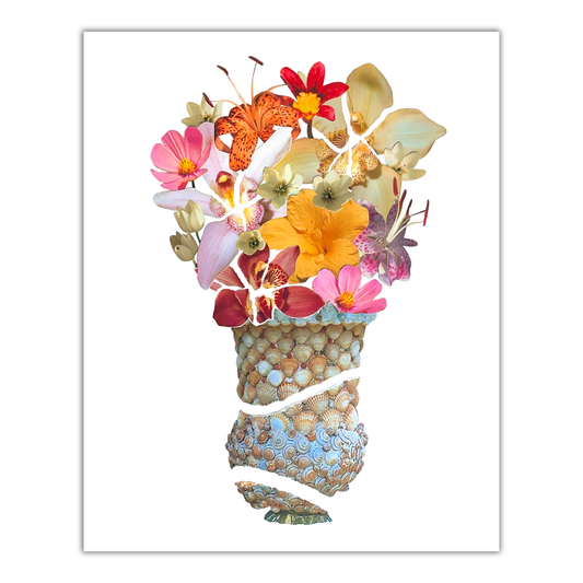 Collage Orchid Bouquet Poster