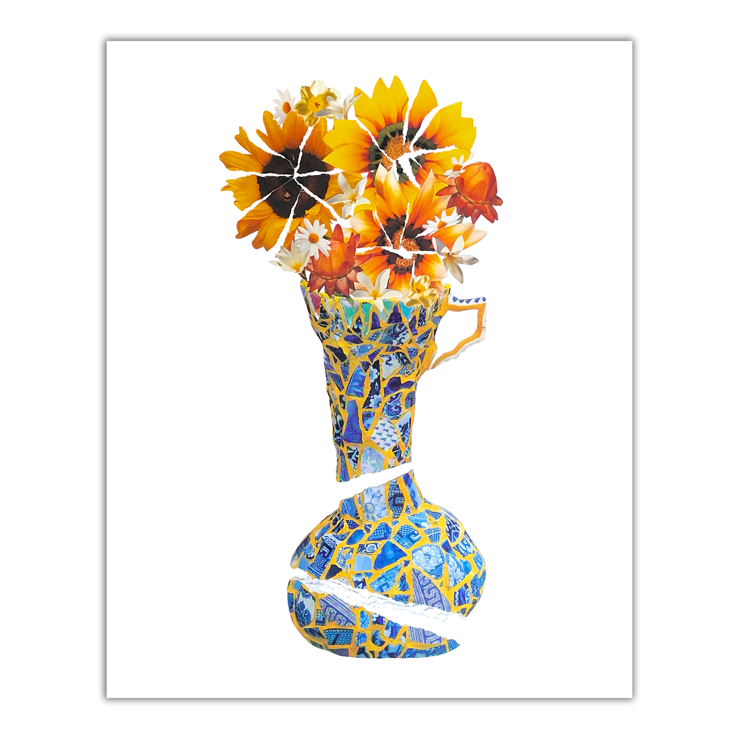 Collage Sunflower Bouquet Poster