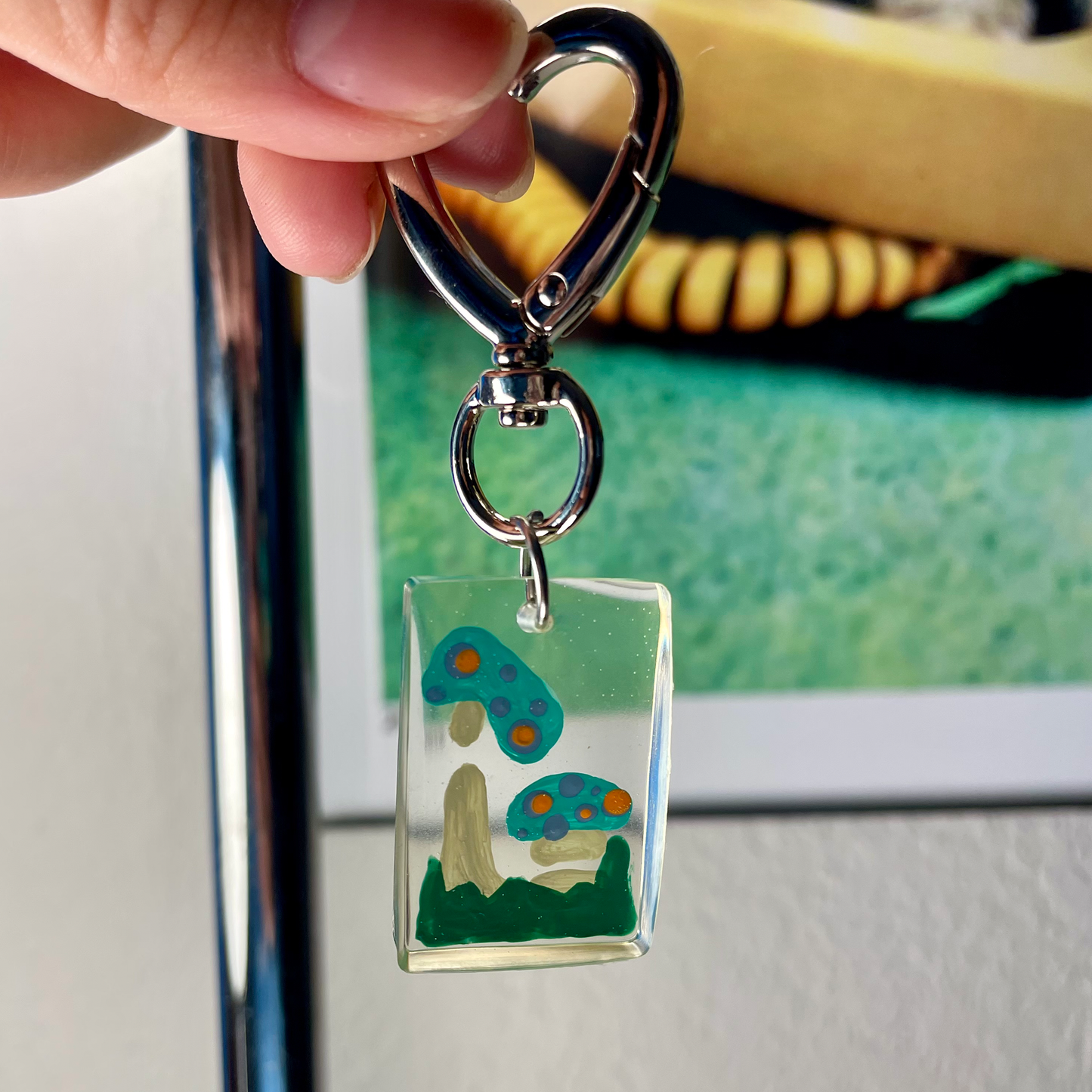 Double Blue Mushroom Keychain
