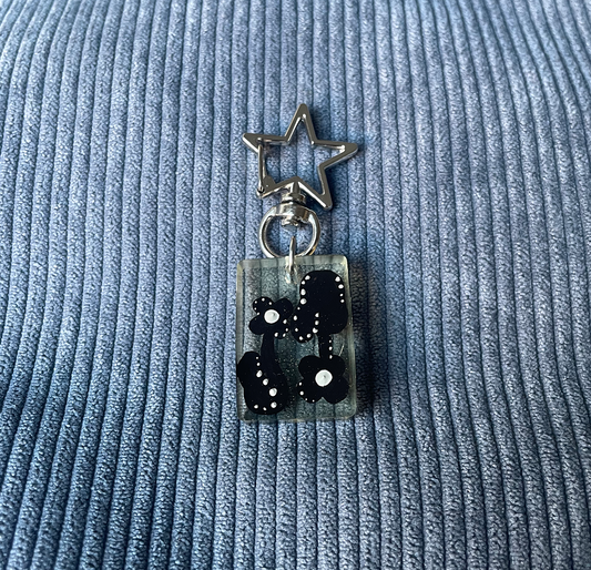Double Black & White Floral Keychain