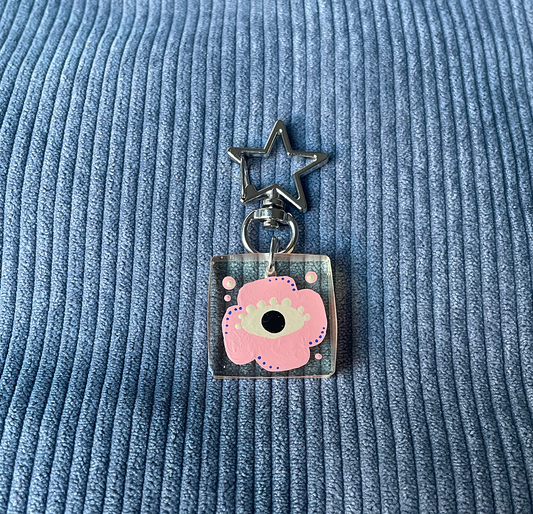 Pink Flower Eye Keychain