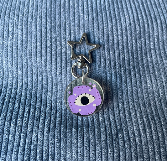 Purple Flower Eye Keychain