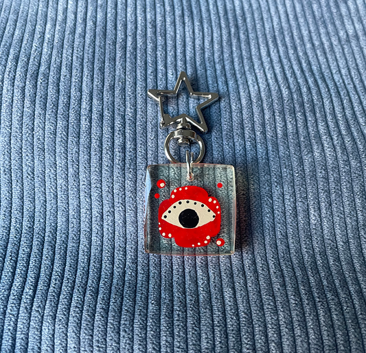 Red Flower Eye Keychain