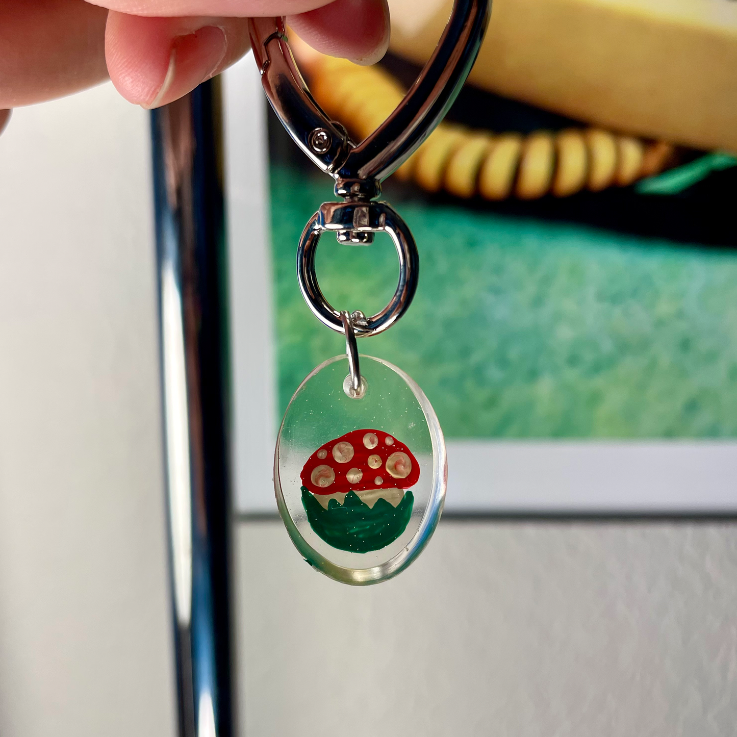 Single Red Mushroom Keychain
