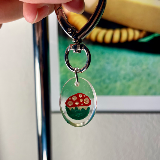 Single Red Mushroom Keychain