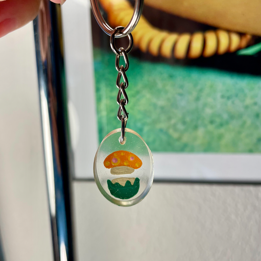Single Orange Mushroom Keychain