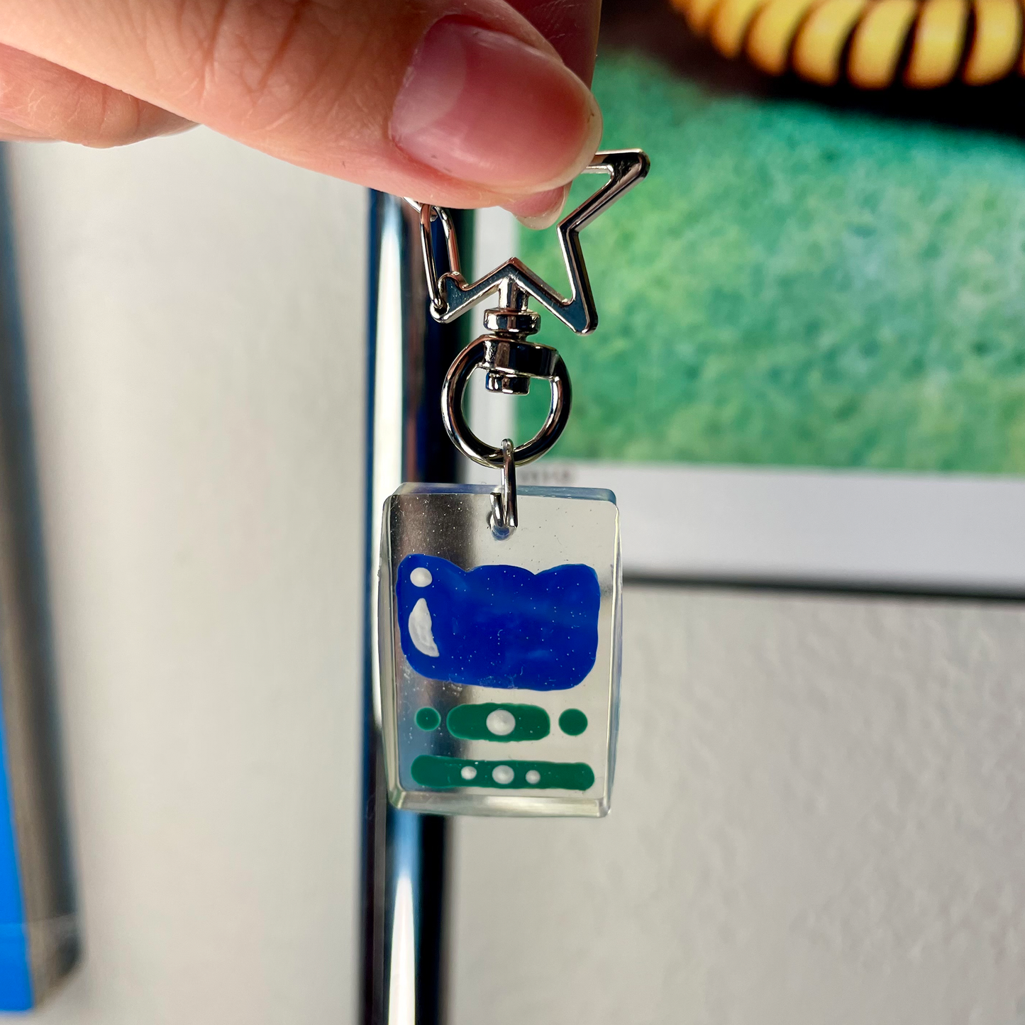 Dark Blue Flower Keychain