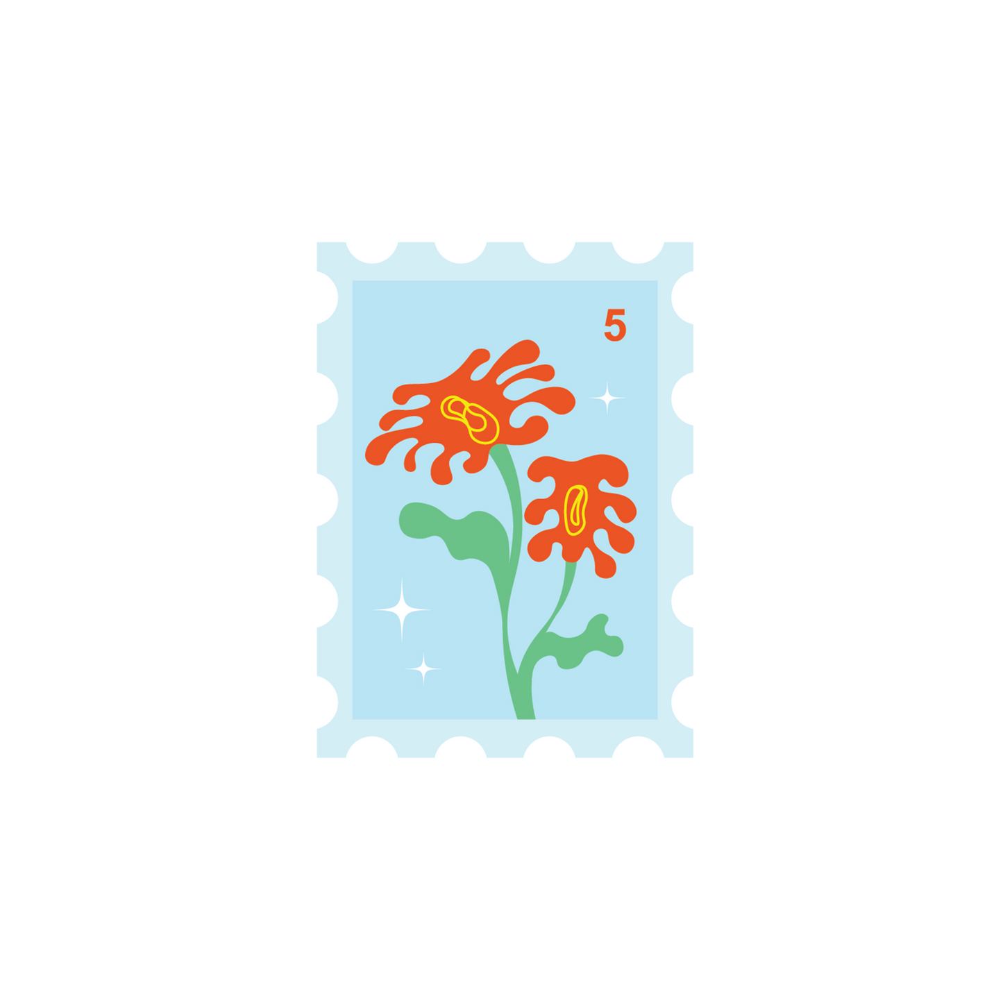 Stamp flower pair sticker