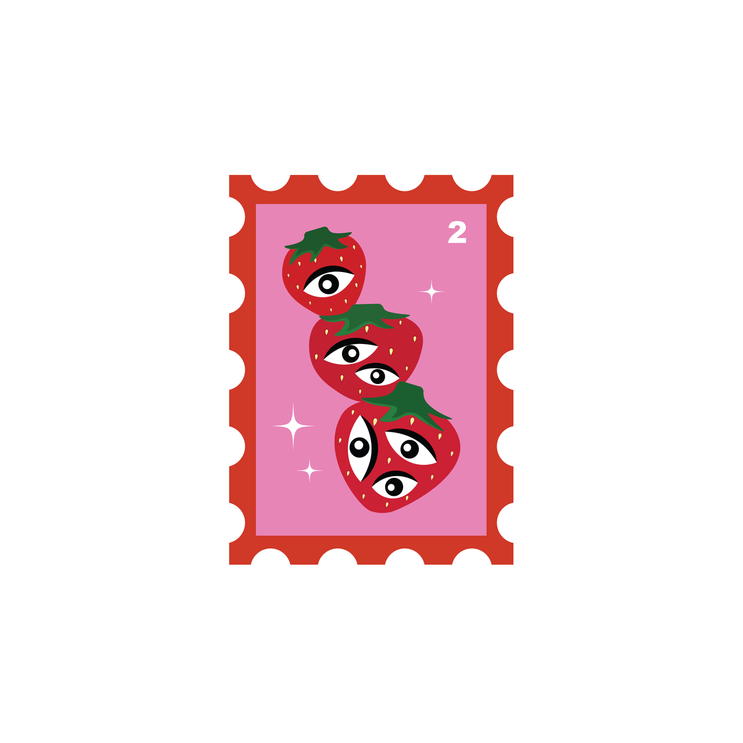 Stamp strawberry sticker
