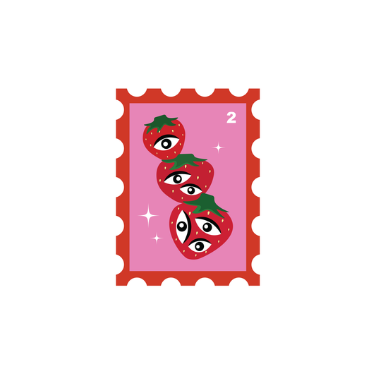 Stamp strawberry sticker