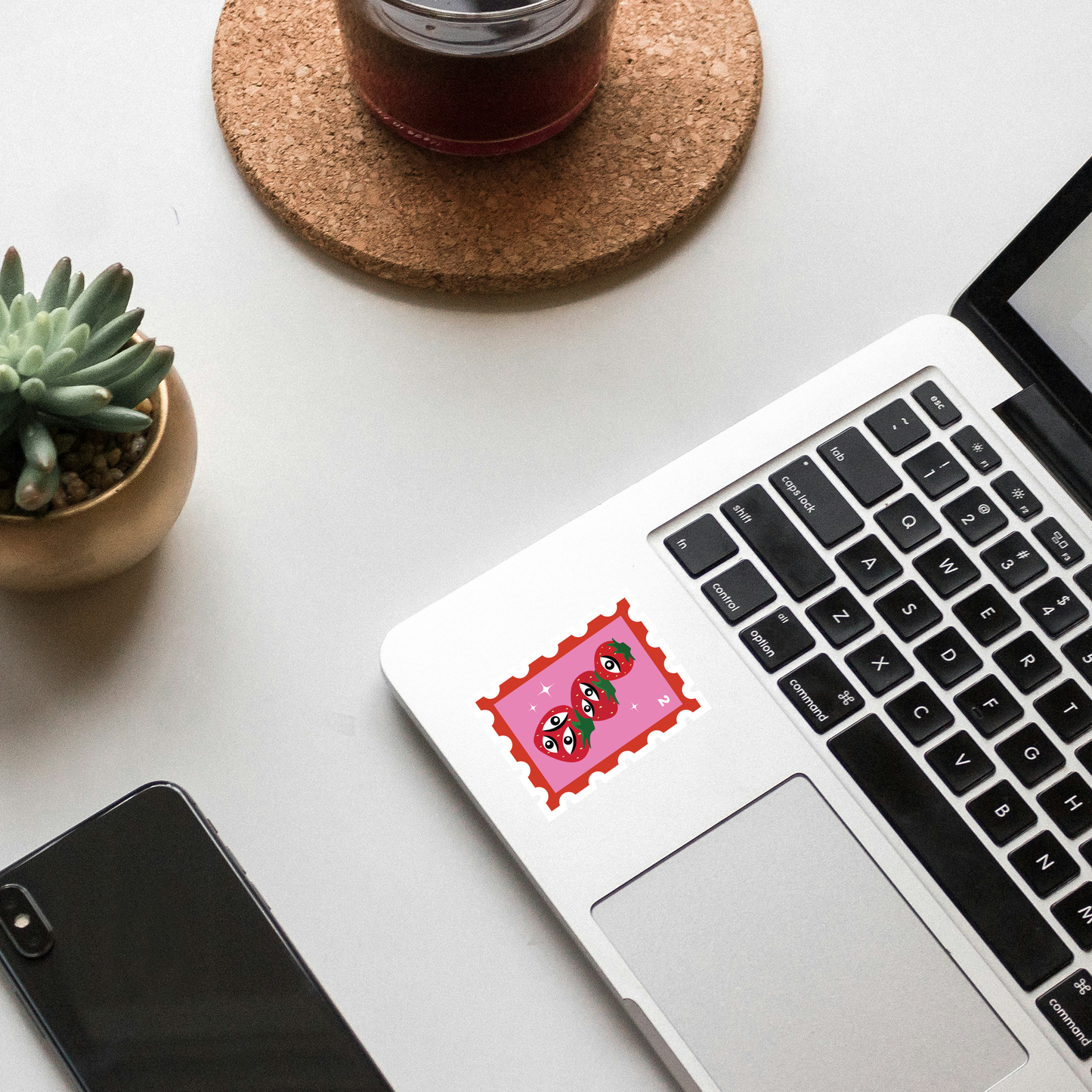 Stamp strawberry sticker