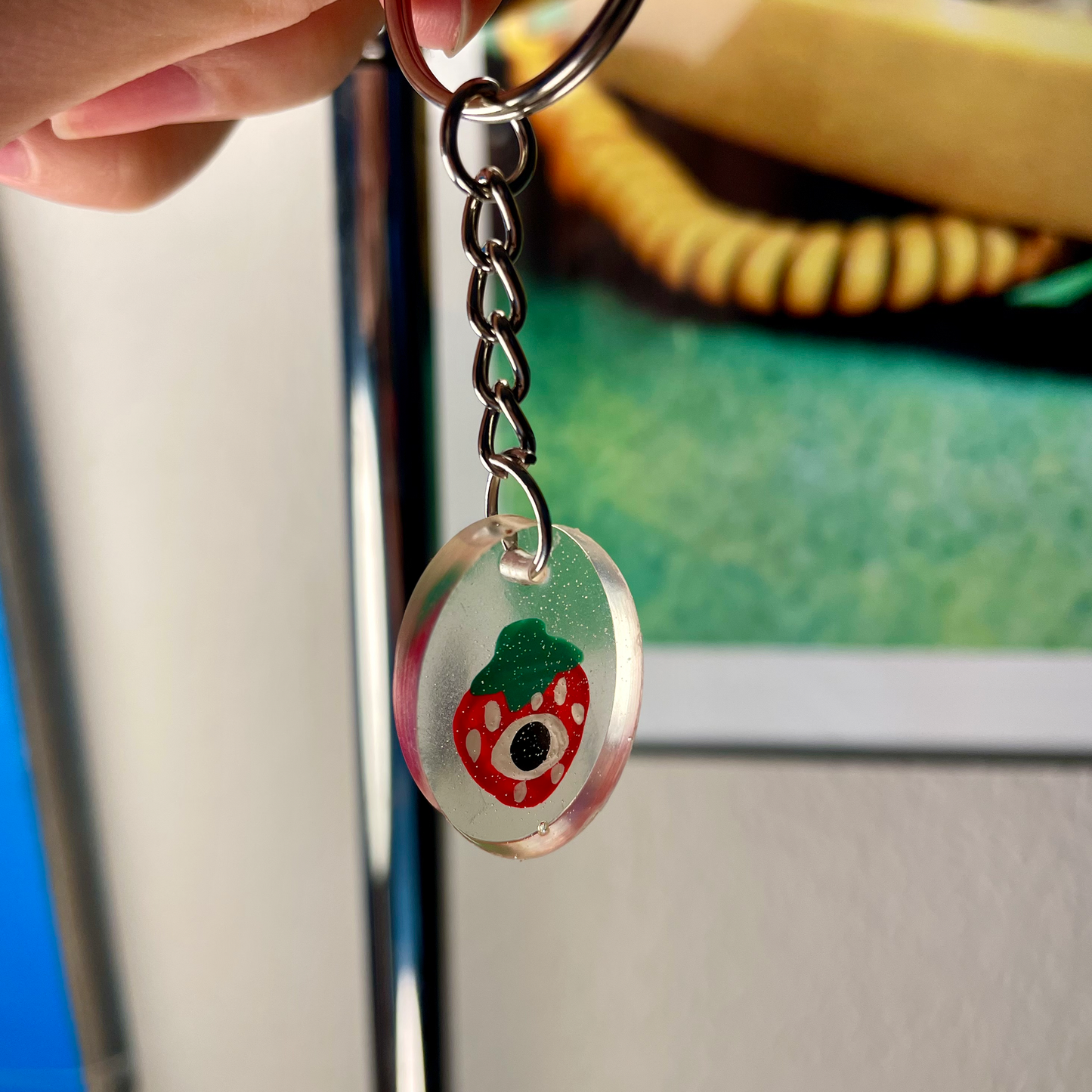 Strawberry Eye Keychain