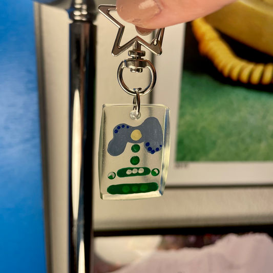 Blue abstract flower keychain